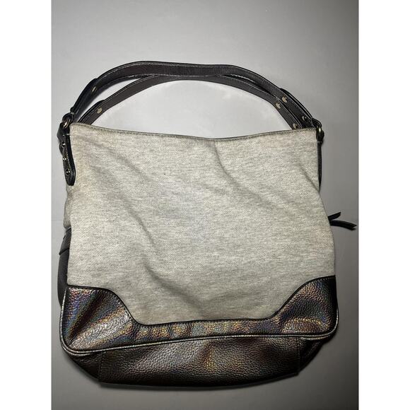 Juicy Couture Y2K Shoulder Bag Womens Gray Hobo Iridescent Trim Velvet Logo - Picture 5 of 14